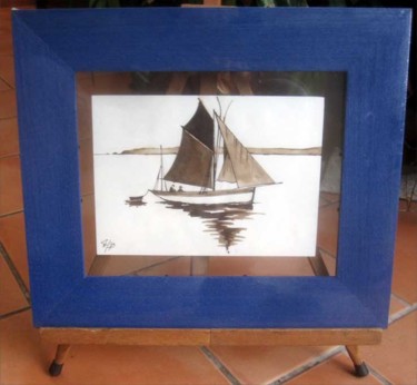 Painting titled "Les vieux bateaux 7" by Philippe Blanchard, Original Artwork, Ink