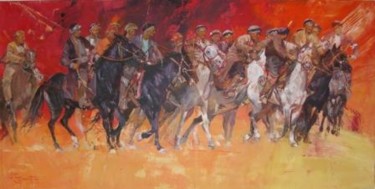 Malerei mit dem Titel "18 cavaliers Tchope…" von Philippe Bouvet, Original-Kunstwerk