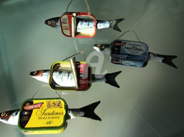 Sculpture titled "Sardines dans  boît…" by Philippe Coeurdevey, Original Artwork, Paper