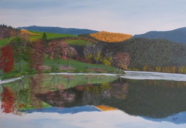 Schilderij getiteld "Lac des sapins" door Philippe Gonseth, Origineel Kunstwerk, Acryl