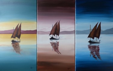 Painting titled "reuni-en-triptyque.…" by Philippe Gonseth, Original Artwork, Acrylic