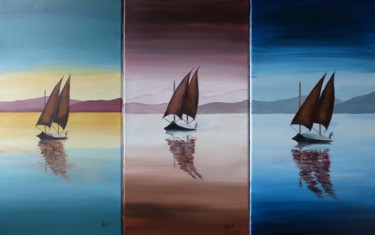 Peinture intitulée "reuni-en-triptyque.…" par Philippe Gonseth, Œuvre d'art originale, Acrylique