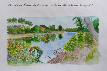 Painting titled "Rivière d'Ain" by Philippe Gonseth, Original Artwork, Watercolor