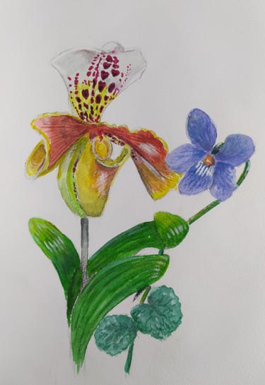 Çiçek Tablo, suluboya, figüratif, sanat eseri Philippe Gonseth tarafından