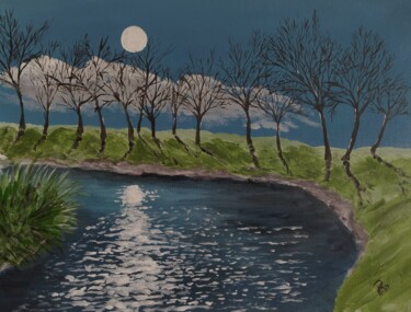 Peinture intitulée "Clair de lune" par Philippe Gonseth, Œuvre d'art originale, Acrylique Monté sur Châssis en bois