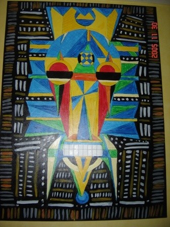 Peinture intitulée "afrika mask" par Cc18, Œuvre d'art originale