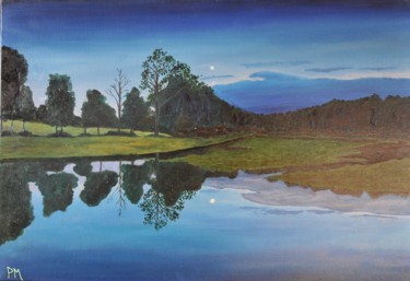 Peinture intitulée "l'étang des petits…" par Philip Moreau, Œuvre d'art originale, Huile