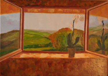Peinture intitulée "fenêtre ouverte" par Philip Moreau, Œuvre d'art originale, Huile