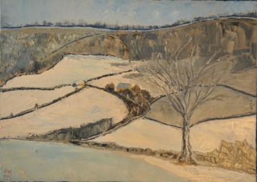 Painting titled "neige en Morvan 2" by Philip Moreau, Original Artwork, Oil
