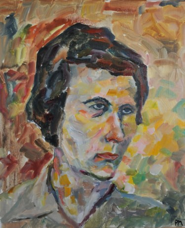 Malerei mit dem Titel "Vivian Maier" von Philip Moreau, Original-Kunstwerk, Öl