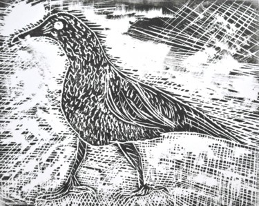 Εκτυπώσεις & Χαρακτικά με τίτλο "le grand corbeau" από Philip Moreau, Αυθεντικά έργα τέχνης, Ξυλογραφία