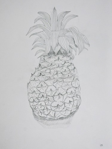 Disegno intitolato "ananas et vieille g…" da Philip Moreau, Opera d'arte originale, Grafite