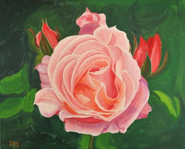 Peinture intitulée "roses du jardin 2" par Philip Moreau, Œuvre d'art originale, Huile
