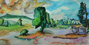 Painting titled "paysage autunois 2" by Philip Moreau, Original Artwork, Ink