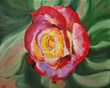 Peinture intitulée "rose Gaujard" par Philip Moreau, Œuvre d'art originale, Huile