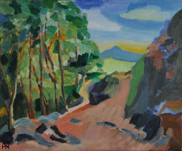 Peinture intitulée "chemin creux" par Philip Moreau, Œuvre d'art originale, Huile