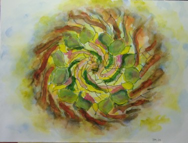 Malerei mit dem Titel "coronavirus forme a…" von Philip Moreau, Original-Kunstwerk, Aquarell