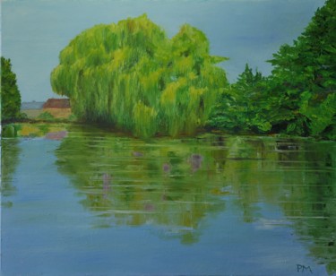 Painting titled "saule pleureur" by Philip Moreau, Original Artwork, Oil