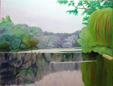 Peinture intitulée "Lac" par Philip Moreau, Œuvre d'art originale, Huile Monté sur Châssis en bois