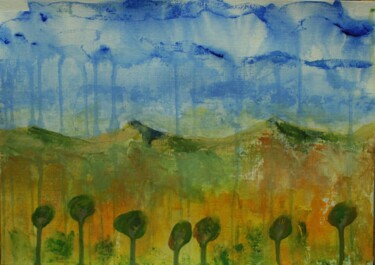 Schilderij getiteld "La pluie arrive" door Philip Moreau, Origineel Kunstwerk, Acryl