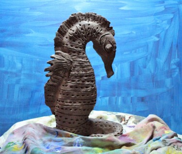 Sculpture intitulée "hippocampe 2" par Philip Moreau, Œuvre d'art originale, Argile