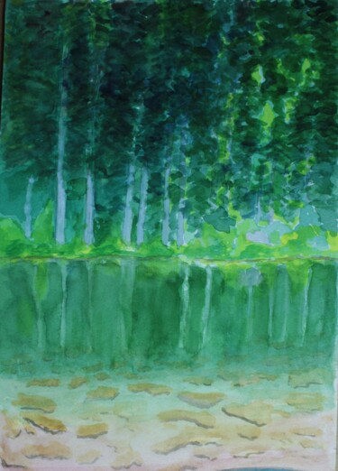 Painting titled "Reflets 4" by Philip Moreau, Original Artwork, Watercolor