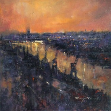 Painting titled "Nantes "impressions…" by Philippe Perennou, Original Artwork, Oil