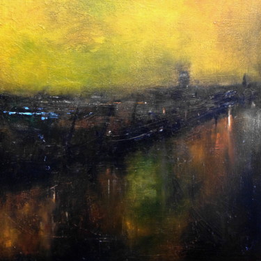 Painting titled "Nantes "impressions…" by Philippe Perennou, Original Artwork, Oil Mounted on Wood Stretcher frame