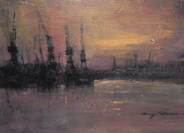 Painting titled "Les docks Blohm + V…" by Philippe Perennou, Original Artwork, Oil