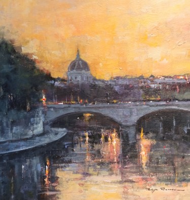 Peinture intitulée "Rome , pont Umberto…" par Philippe Perennou, Œuvre d'art originale, Acrylique