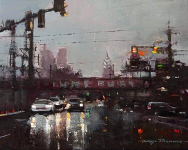 Painting titled "Philadelphie , Gray…" by Philippe Perennou, Original Artwork, Oil Mounted on Wood Stretcher frame