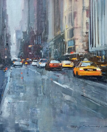 Painting titled "New York , réf 2262" by Philippe Perennou, Original Artwork, Oil Mounted on Wood Stretcher frame