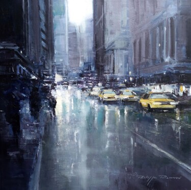 Painting titled "New York , réf : 23…" by Philippe Perennou, Original Artwork, Oil Mounted on Wood Stretcher frame
