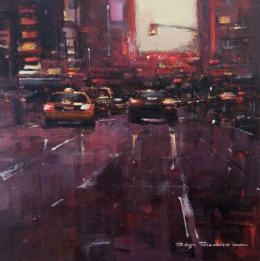 Painting titled "New York City , réf…" by Philippe Perennou, Original Artwork, Oil Mounted on Wood Stretcher frame