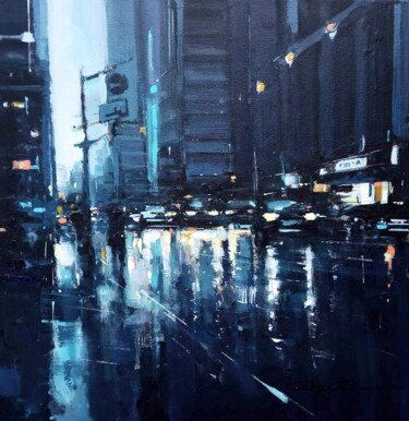 Painting titled "New York city , réf…" by Philippe Perennou, Original Artwork, Oil Mounted on Wood Stretcher frame