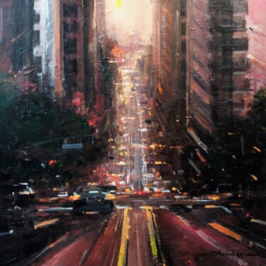 Painting titled "San Francisco , mar…" by Philippe Perennou, Original Artwork, Oil Mounted on Wood Stretcher frame