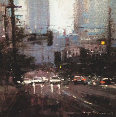 Painting titled "Los Angeles , réf :…" by Philippe Perennou, Original Artwork, Oil Mounted on Wood Stretcher frame