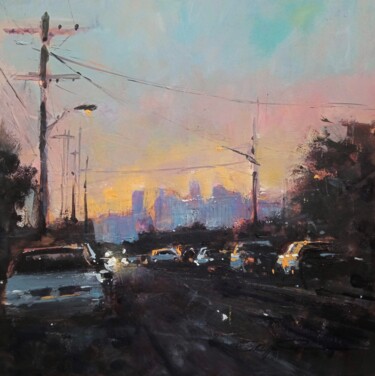 Painting titled "Los Angeles , réf :…" by Philippe Perennou, Original Artwork, Oil Mounted on Wood Stretcher frame