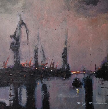 Schilderij getiteld "Hamburg" door Philippe Perennou, Origineel Kunstwerk, Acryl Gemonteerd op Frame voor houten brancard