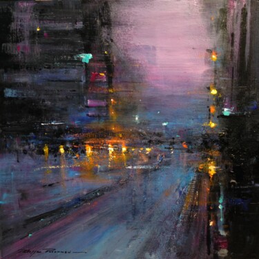 Painting titled "Cityscape 5 , réf :…" by Philippe Perennou, Original Artwork, Acrylic Mounted on Wood Stretcher frame