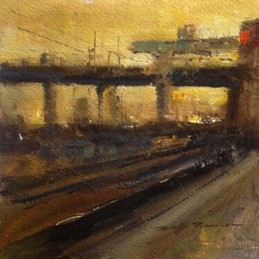 Pintura titulada "Railway station 1 ,…" por Philippe Perennou, Obra de arte original, Oleo