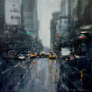 Painting titled "Cityscape NY , réf…" by Philippe Perennou, Original Artwork, Acrylic Mounted on Wood Stretcher frame