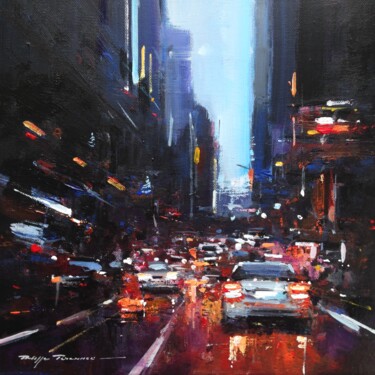 Painting titled "Cityscape , réf : 2…" by Philippe Perennou, Original Artwork, Acrylic Mounted on Wood Stretcher frame