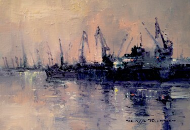 Peinture intitulée "Hambourg, réf 2323" par Philippe Perennou, Œuvre d'art originale, Huile Monté sur Châssis en bois