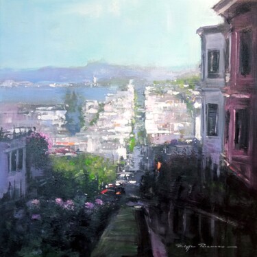 Painting titled "San Francisco, lomb…" by Philippe Perennou, Original Artwork, Acrylic Mounted on Wood Stretcher frame