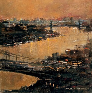Painting titled "New York , n° 2383" by Philippe Perennou, Original Artwork, Acrylic Mounted on Wood Stretcher frame