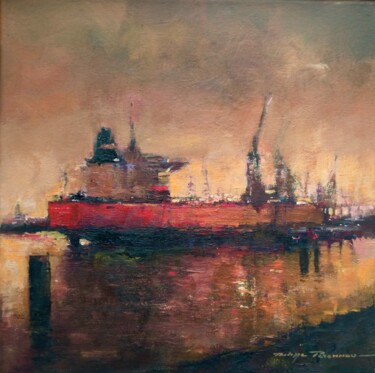 Painting titled "Rotterdam , n° 2433" by Philippe Perennou, Original Artwork, Acrylic Mounted on Wood Stretcher frame