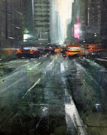 Painting titled ""Impressions urbain…" by Philippe Perennou, Original Artwork, Acrylic Mounted on Wood Stretcher frame