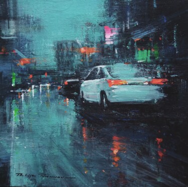 Painting titled ""impressions urbain…" by Philippe Perennou, Original Artwork, Oil Mounted on Wood Panel