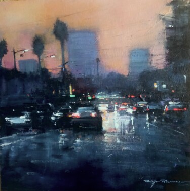 Painting titled "Los Angeles n° 2144" by Philippe Perennou, Original Artwork, Acrylic Mounted on Wood Panel